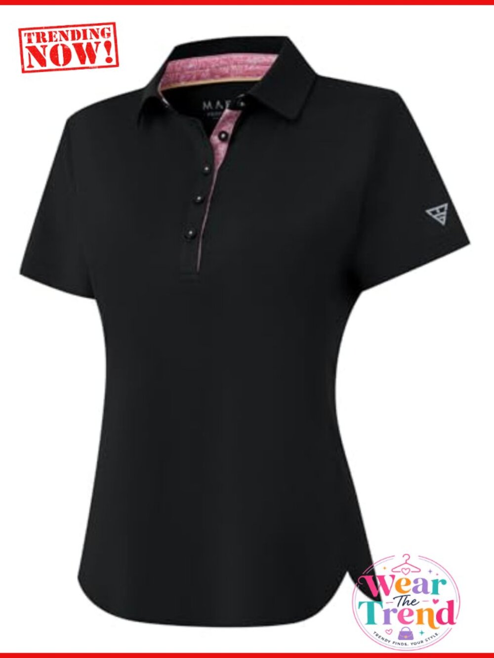 Women's Golf Polo Short Sleeve Stretch Dry Fit Performance 5-Button Collared